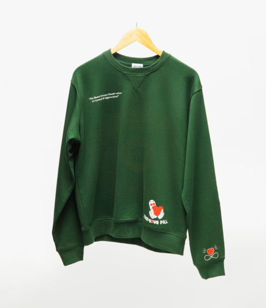The Love Pill Forest Green Crewneck